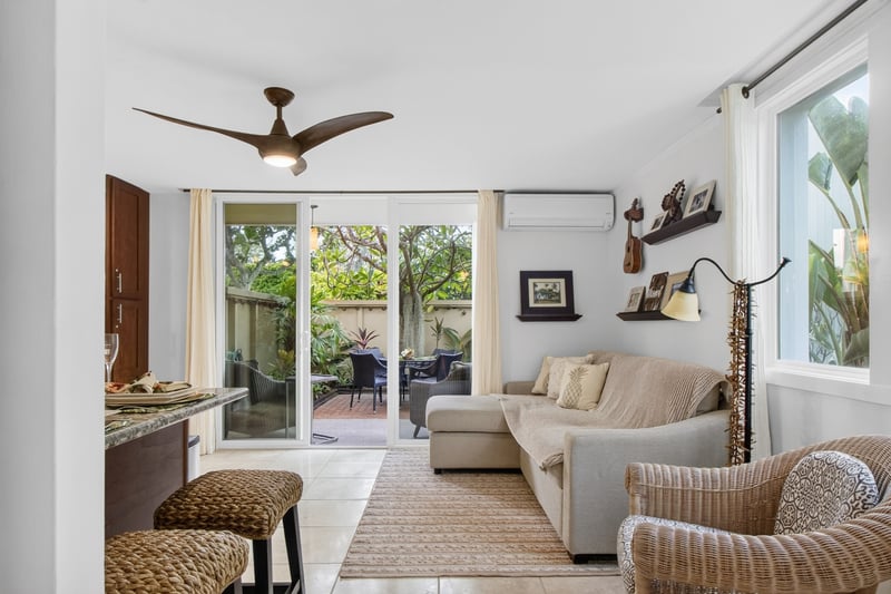 Bright and inviting living space with easy access to the lanai