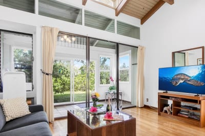Relax in a bright living space filled with natural light
