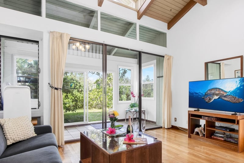 Relax in a bright living space filled with natural light