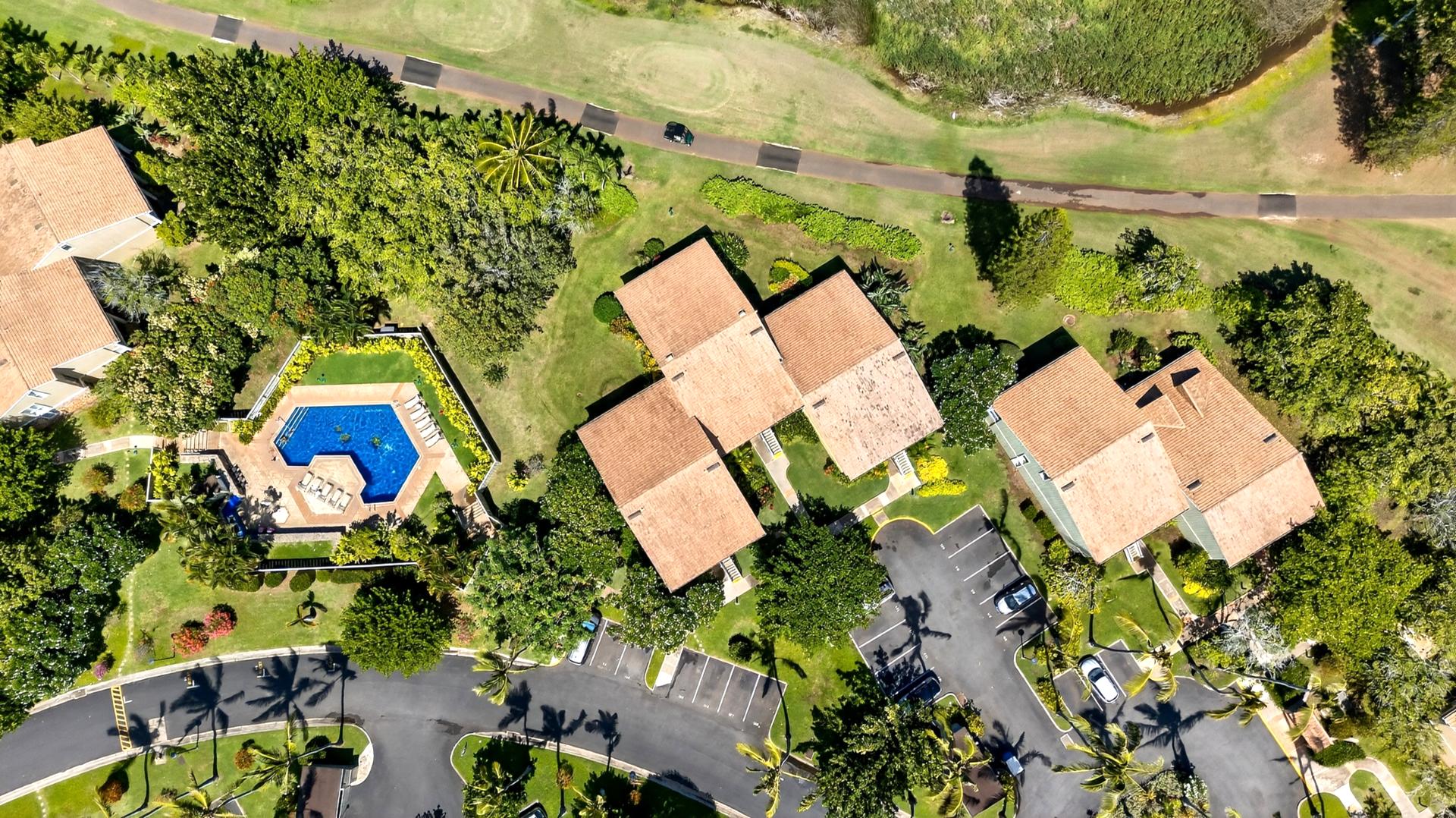 Enjoy an aerial view of your peaceful tropical retreat