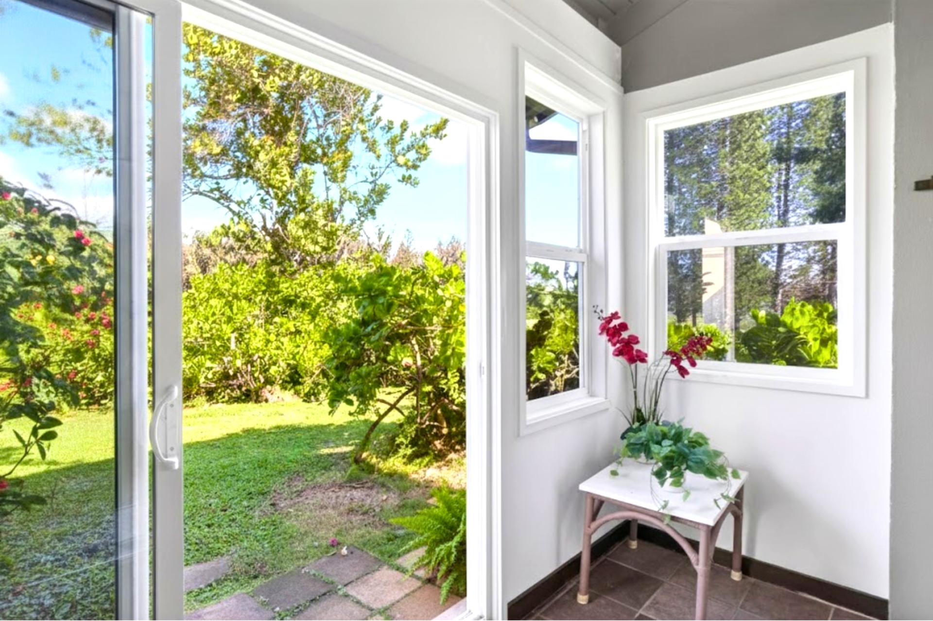 Step outside to a private lanai surrounded by greenery