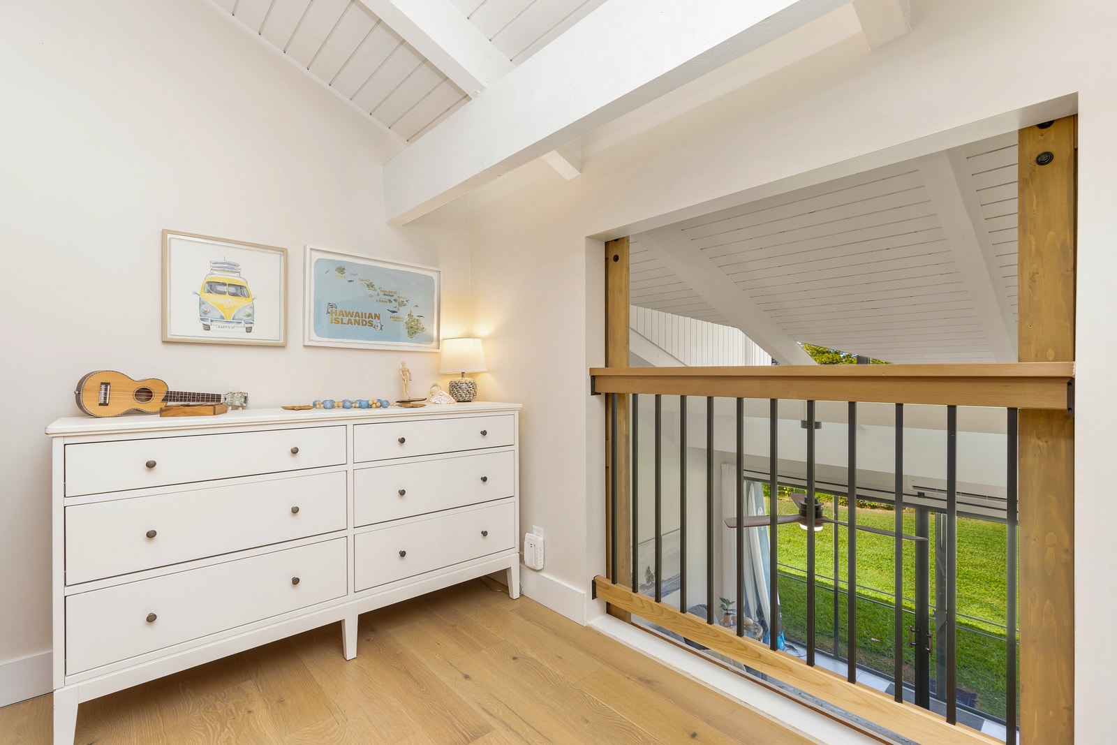 Slide the barn doors closed for extra privacy and take advantage of the dresser for all your travel essentials and storage needs. 