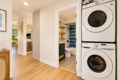 Pack light with the convenience of your in-unit washer and dryer, supplied with laundry soap for your use!