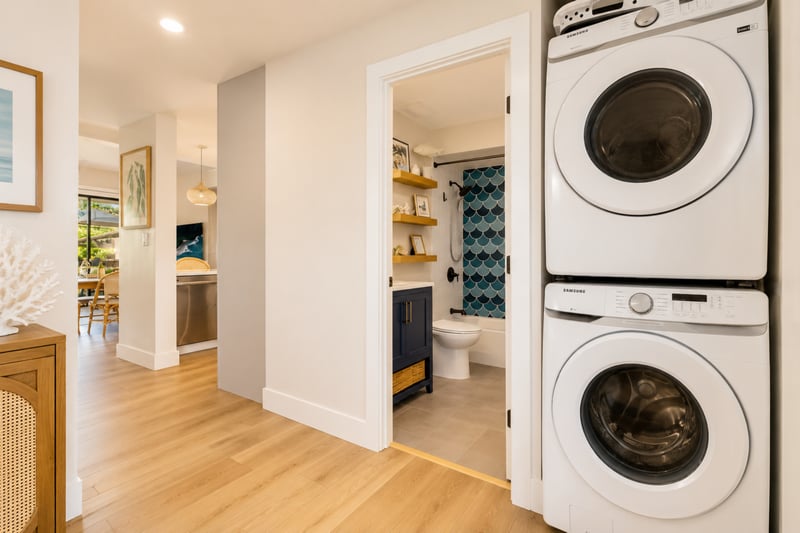 Pack light with the convenience of your in-unit washer and dryer, supplied with laundry soap for your use! KUL-W11