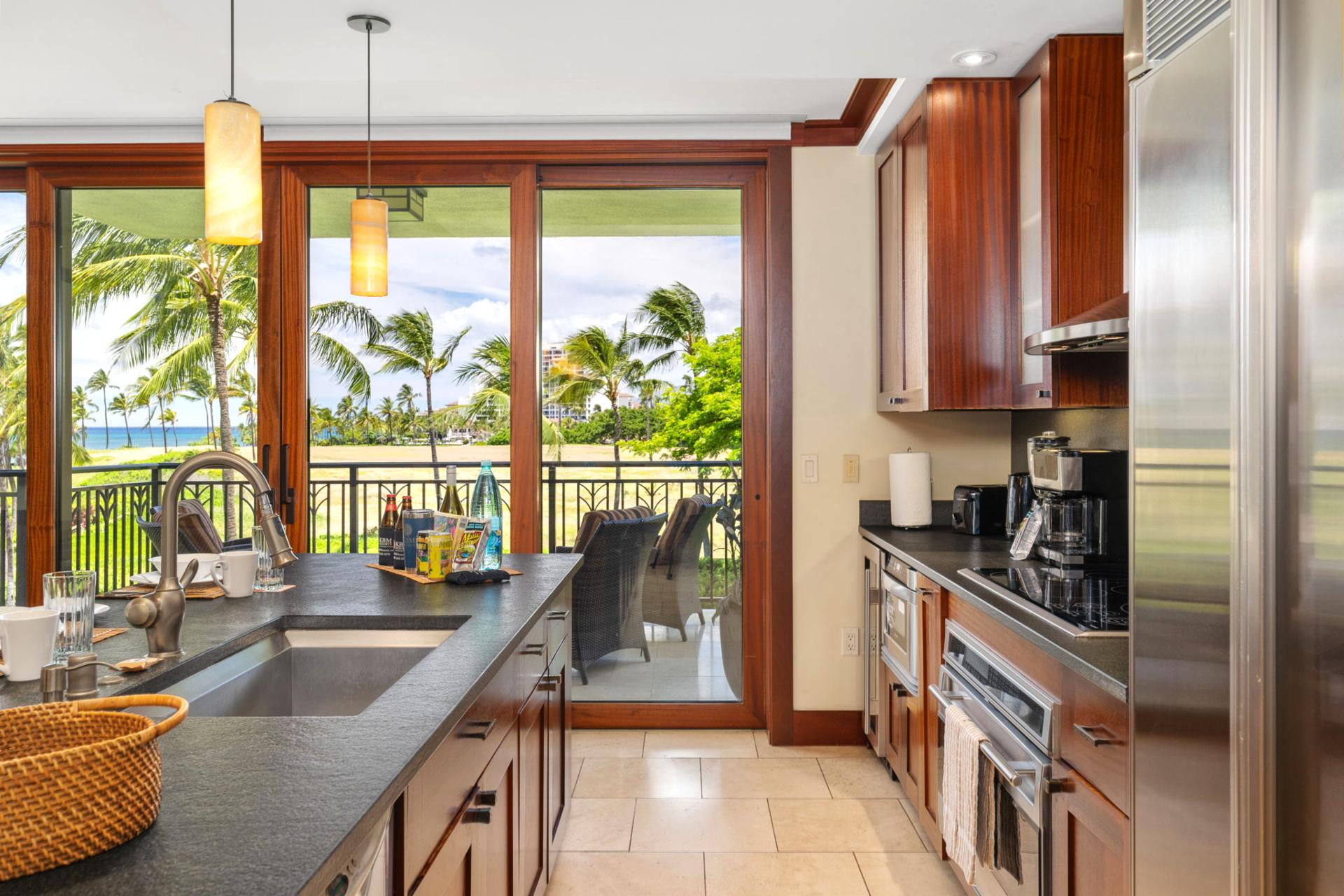 From stovetop to sunrise, this spacious kitchen with outdoor visibility offers both function and pure ambiance    