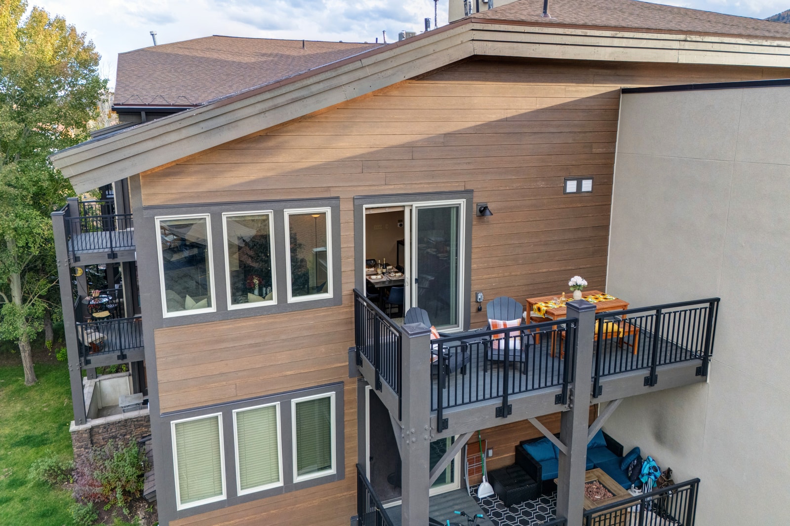 Exterior view shows your private third-floor balcony with room to relax outdoors.
