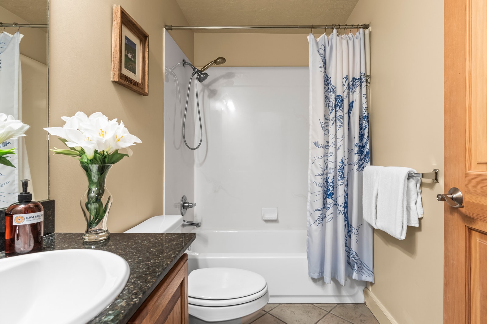 Additional view shows the tub/shower combo and decorative details.