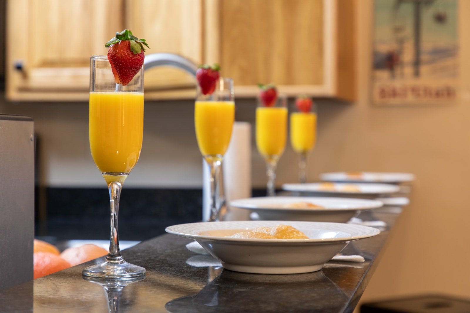 Serve up mimosas and breakfast with style. This inviting kitchen has everything you need.