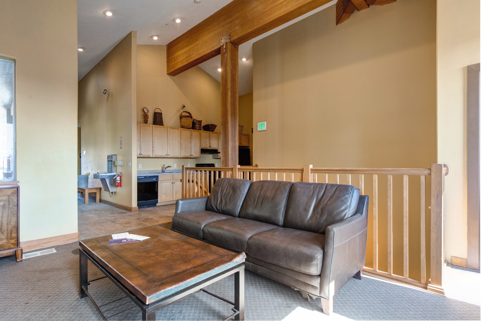 Lounge area just outside the gym gives you space to cool down or wait for your group.