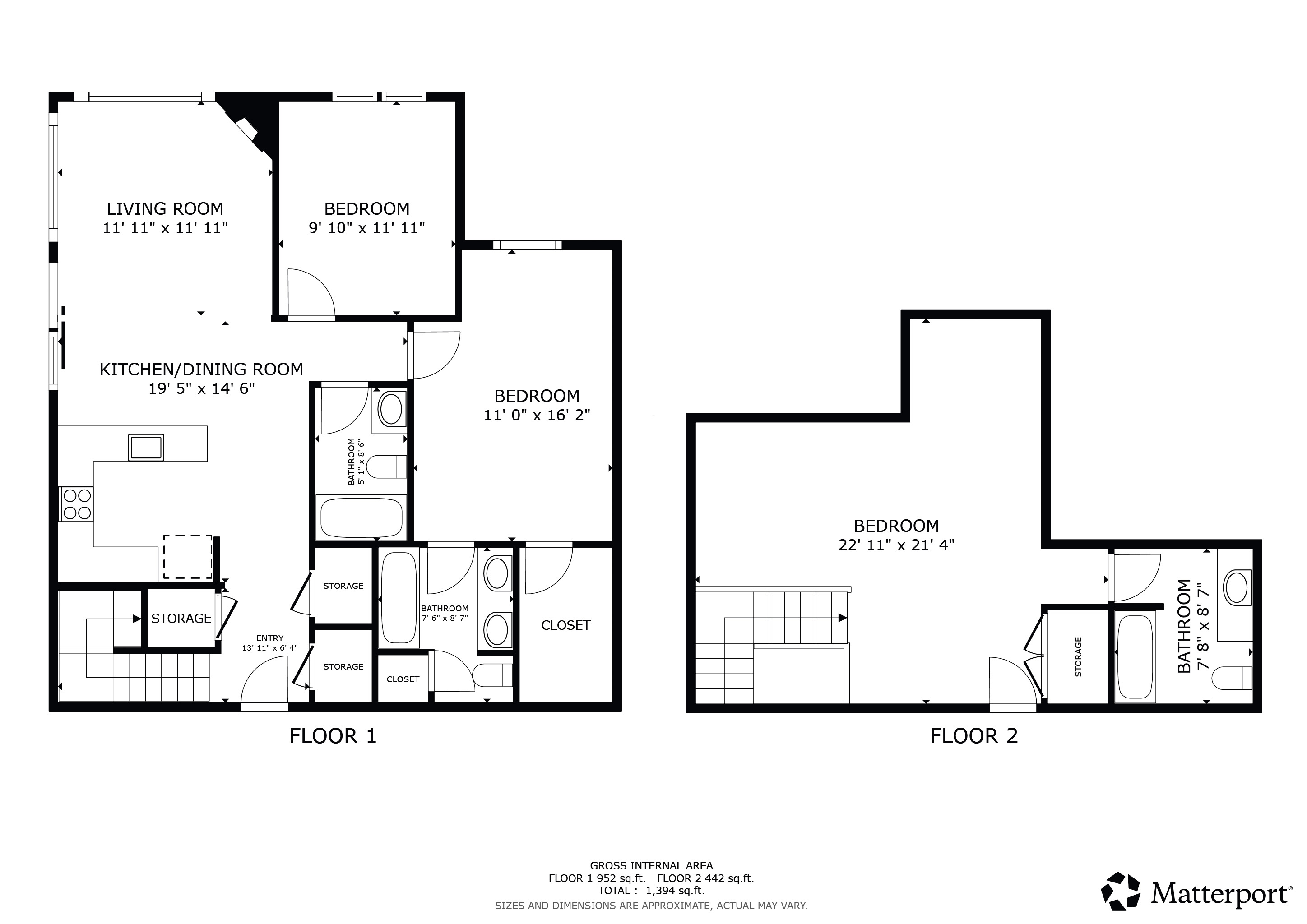 Full layout spans two levels with flexible sleeping options and three bathrooms for easy group stays.