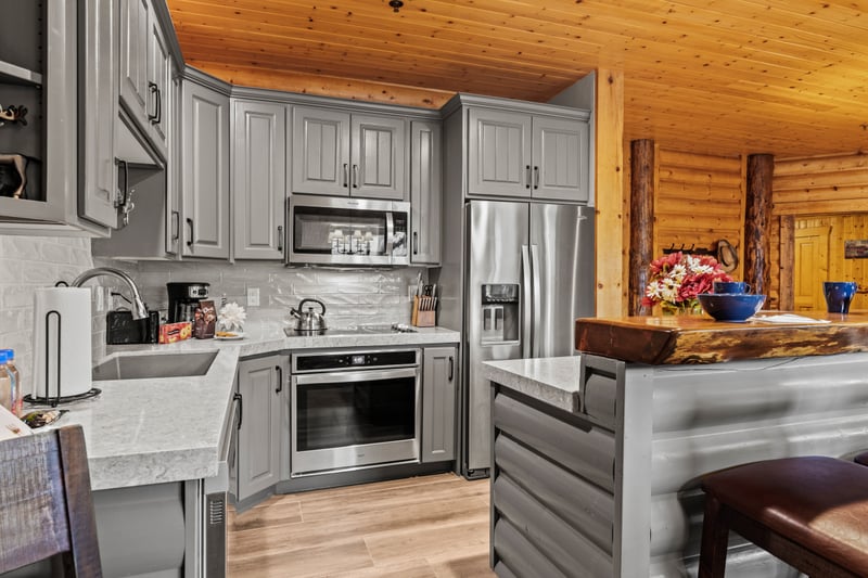 Breakfast is easy at the bar-style seating, just steps from your full kitchen and dining area. BBL-351A