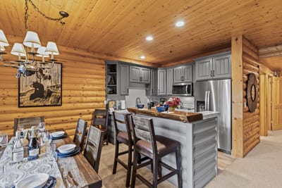 Dine inside or out, your main table offers a warm, woodsy space for family meals or game nights. BBL-351A