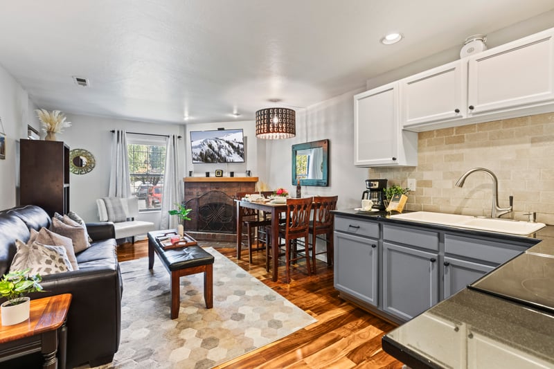 Stay connected while cooking. This kitchen opens directly to the dining and living areas.