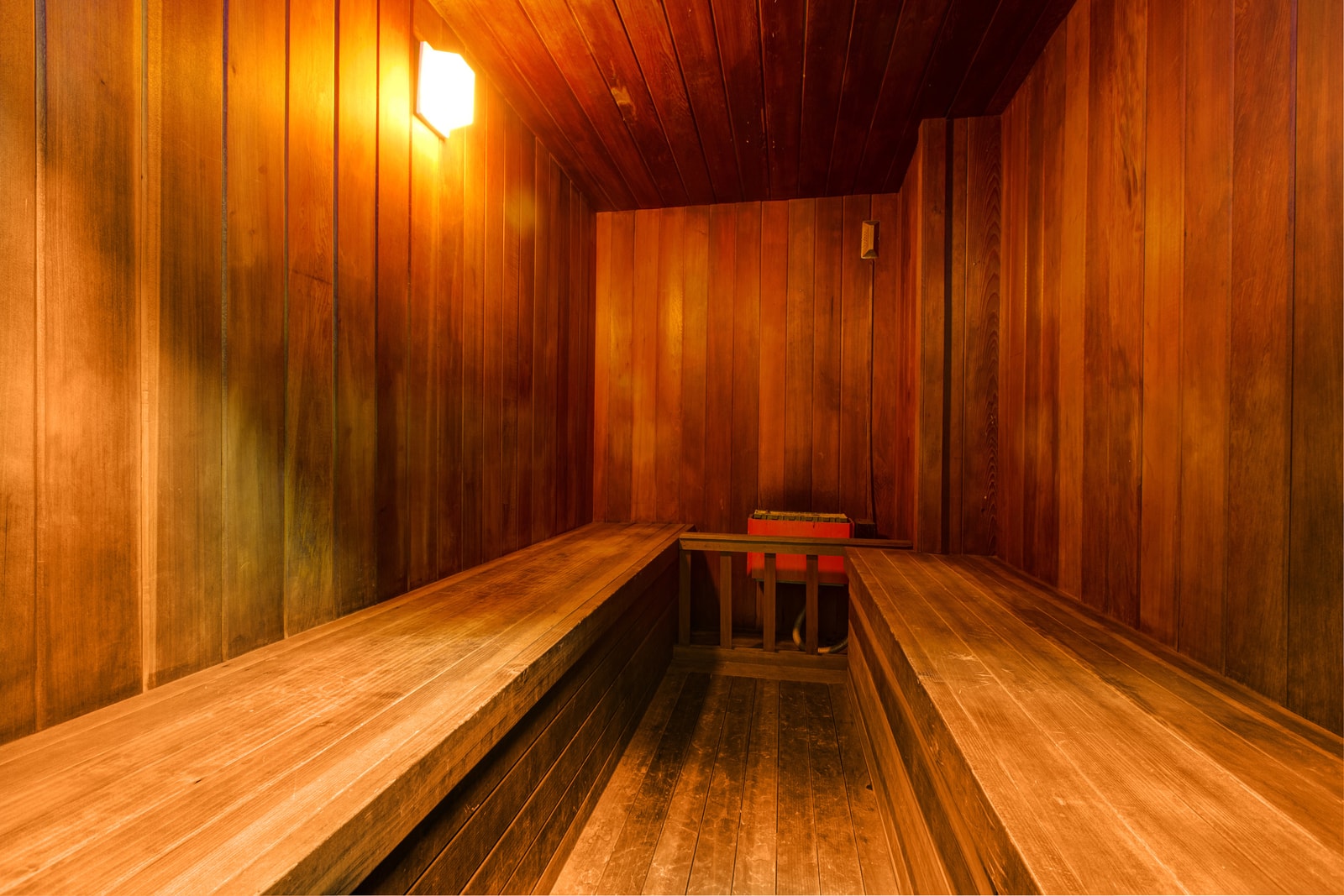 Unwind in the wood-paneled sauna after a day of alpine adventure.