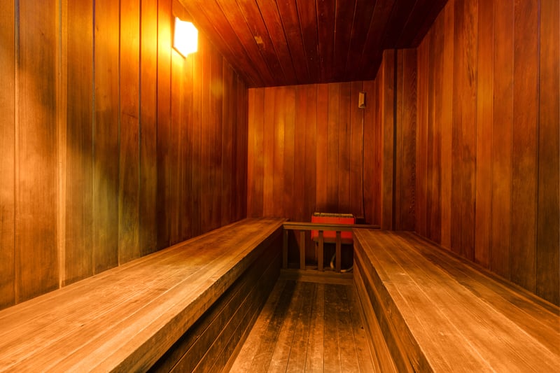 Unwind in the wood-paneled sauna after a day of alpine adventure.
