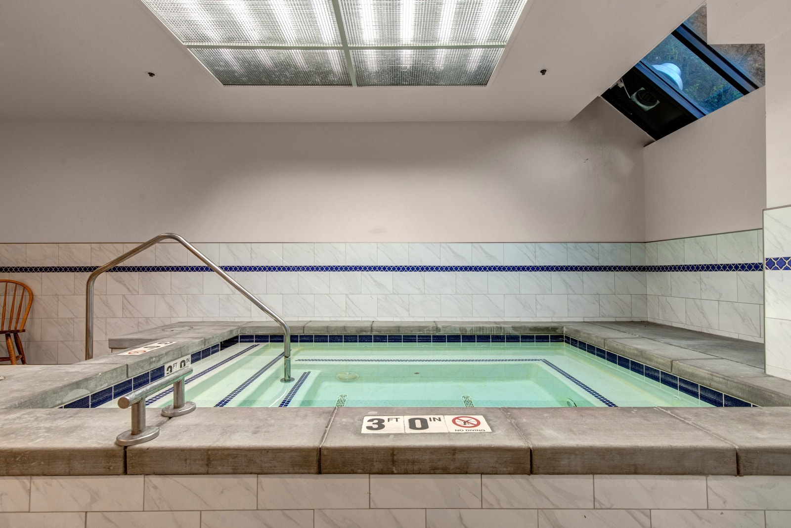 Soothing jets and warm water make this indoor spa a favorite year-round feature.