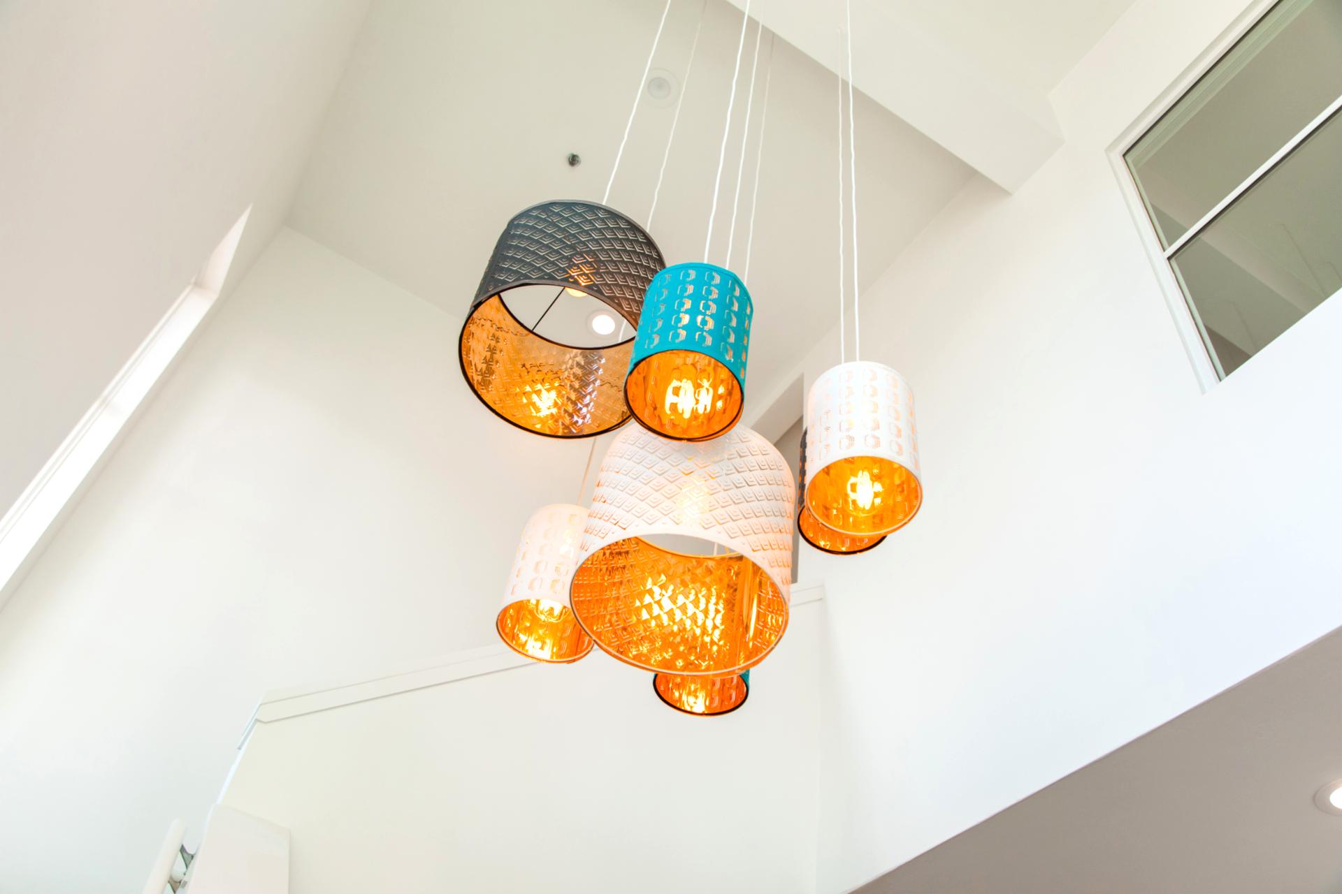 Bold light fixtures and modern design touches add a playful flair throughout your Stillwater stay.