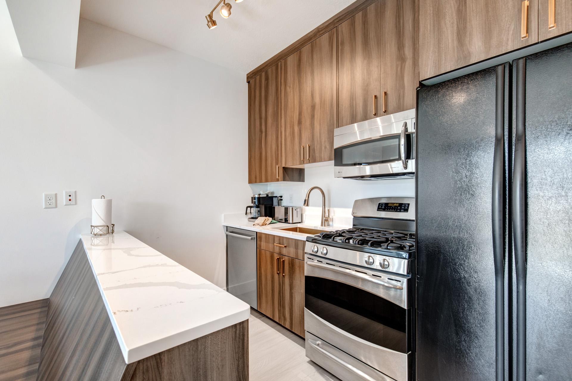Clean lines and updated finishes give this kitchen a polished, modern feel.