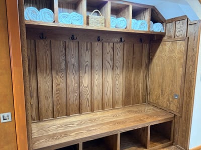 A perfect location to store boots, hiking shoes, and coats