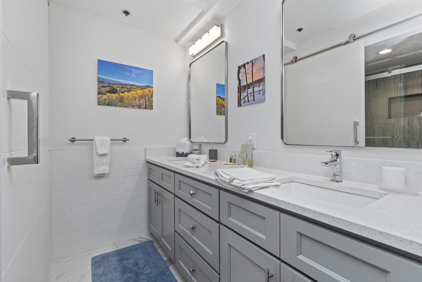 The primary ensuite includes a walk-in shower and bright vanity with modern fixtures.