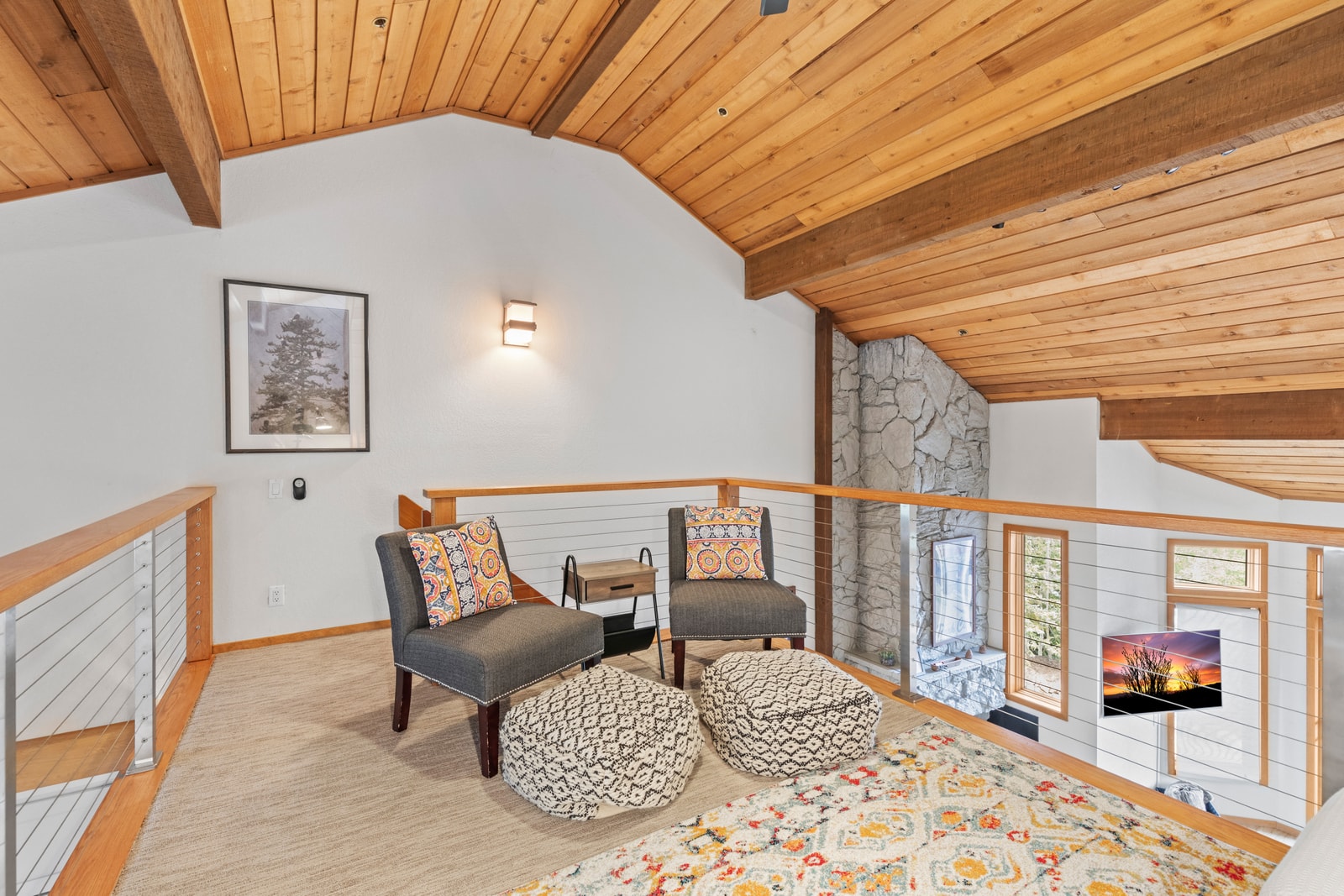 This cozy den nook is great for reading, board games, or a quiet afternoon nap.