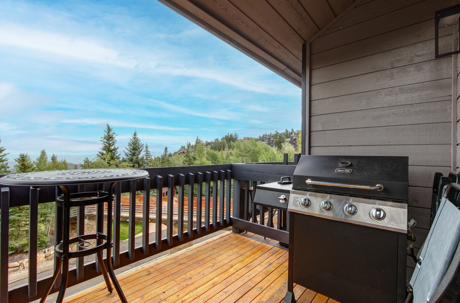 Grill out with mountain views on your private deck with built-in BBQ.