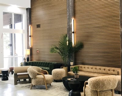 This warm and modern common space is ideal for reading, planning, or gathering with friends.