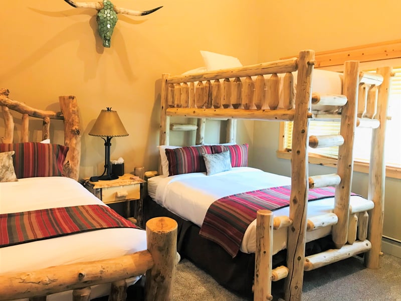 The guest room with Queen bed and a Twin XL over Queen bunk, ideal for families.