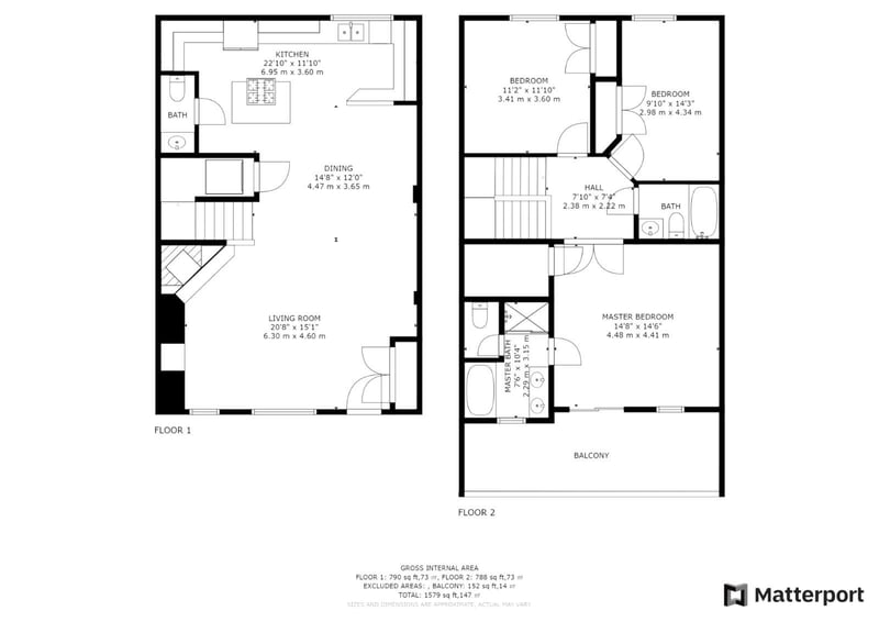 This two-story layout keeps all three bedrooms upstairs with shared and ensuite baths below. TWL-5B