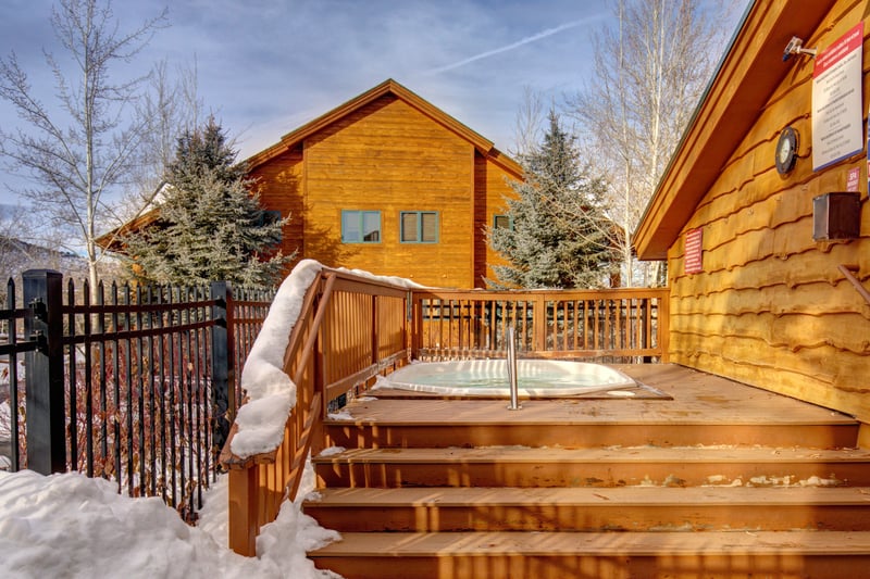 Your common area hot tub is ready for a relaxing soak after a day of skiing or hiking. TWL-5B