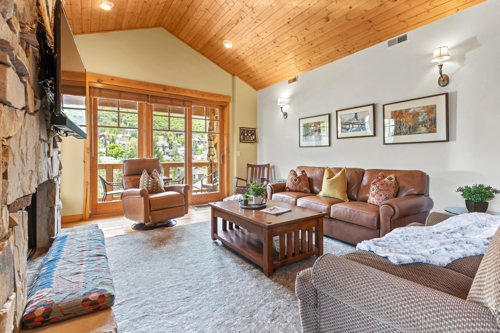 Enjoy fireside chats or a movie night in this warm, welcoming space.