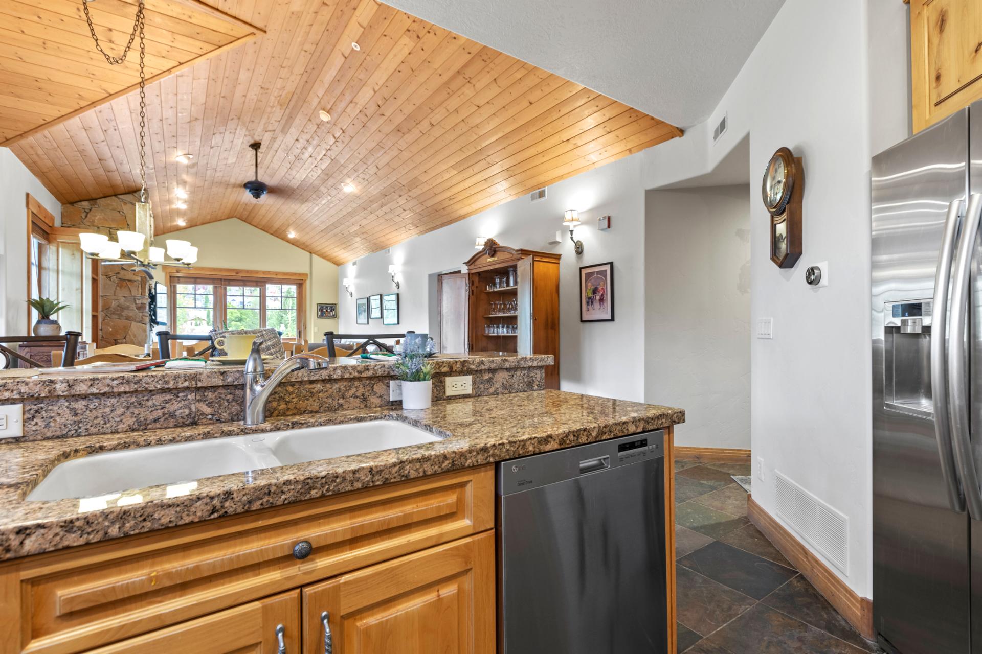A second prep area and large windows make this kitchen bright and functional.