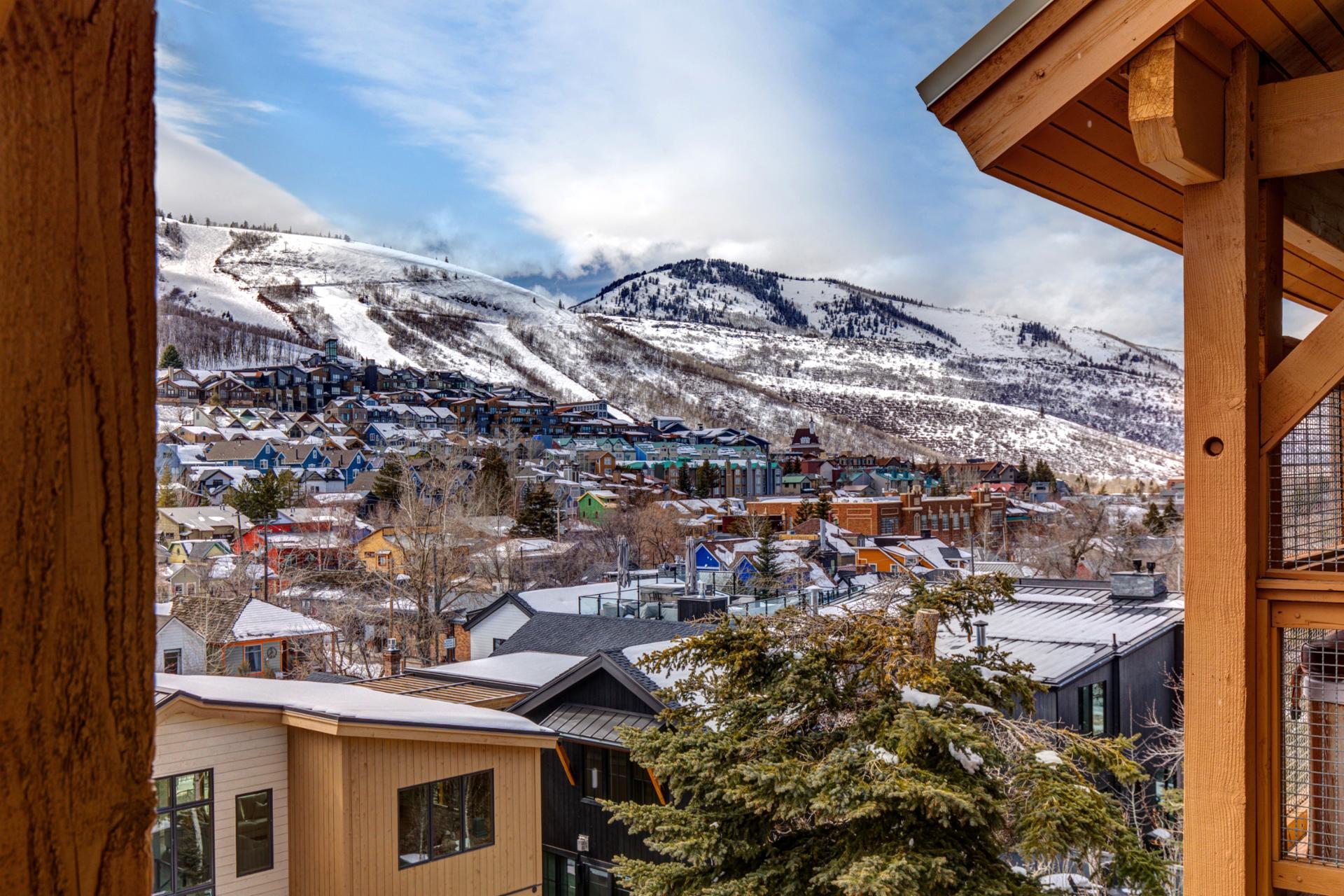 Soak in mountain scenes and snow-covered rooftops from this elevated perspective.