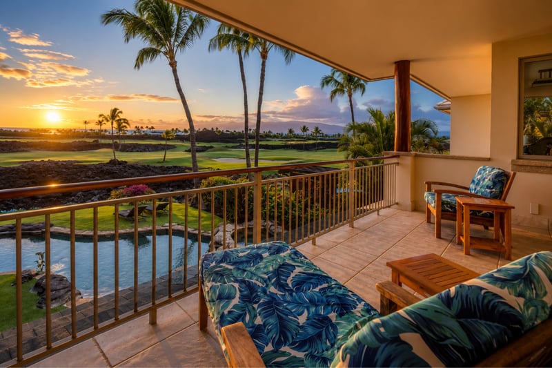 The spacious lanai off the primary bedroom is the perfect place to relax with a bit of privacy