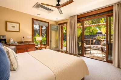 The Ohana, separate from the rest of the home, features a kitchenette and private lanai