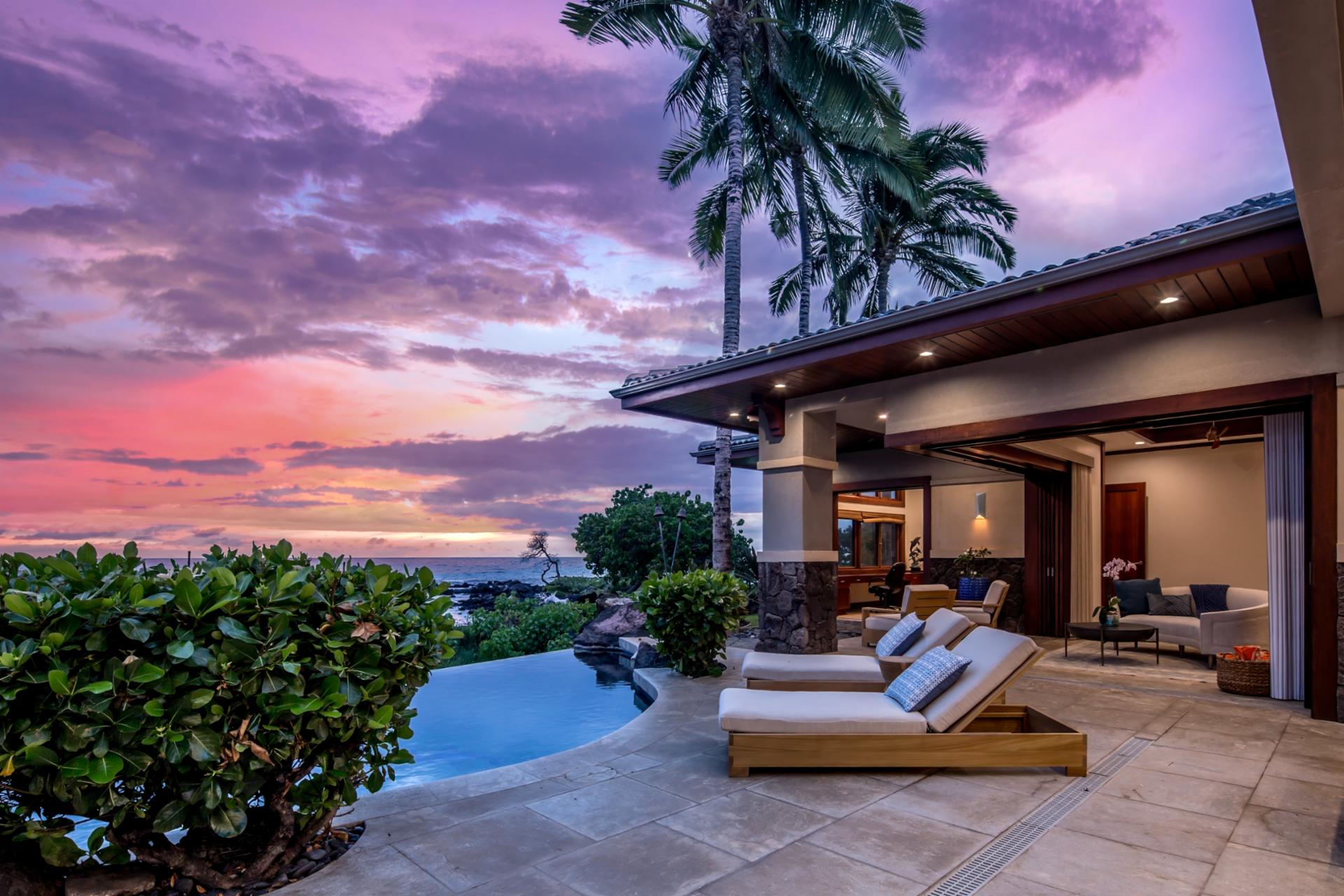 Evening ambiance at the pool makes this property just as stunning after dark.