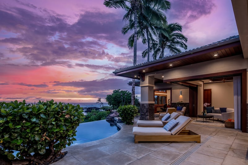 Evening ambiance at the pool makes this property just as stunning after dark.
