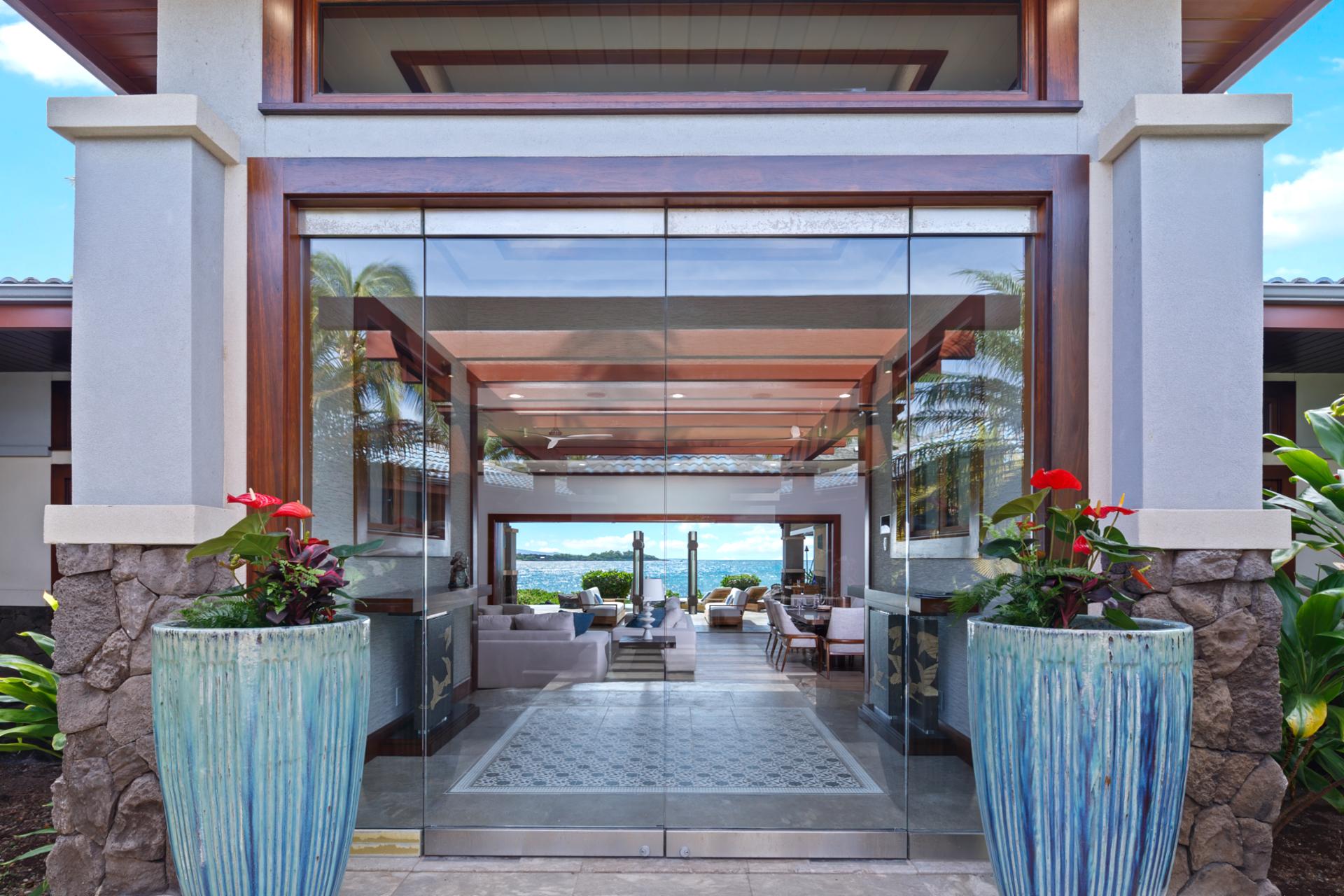 Grand entry sets the tone for your stay, with serene water features and double doors.