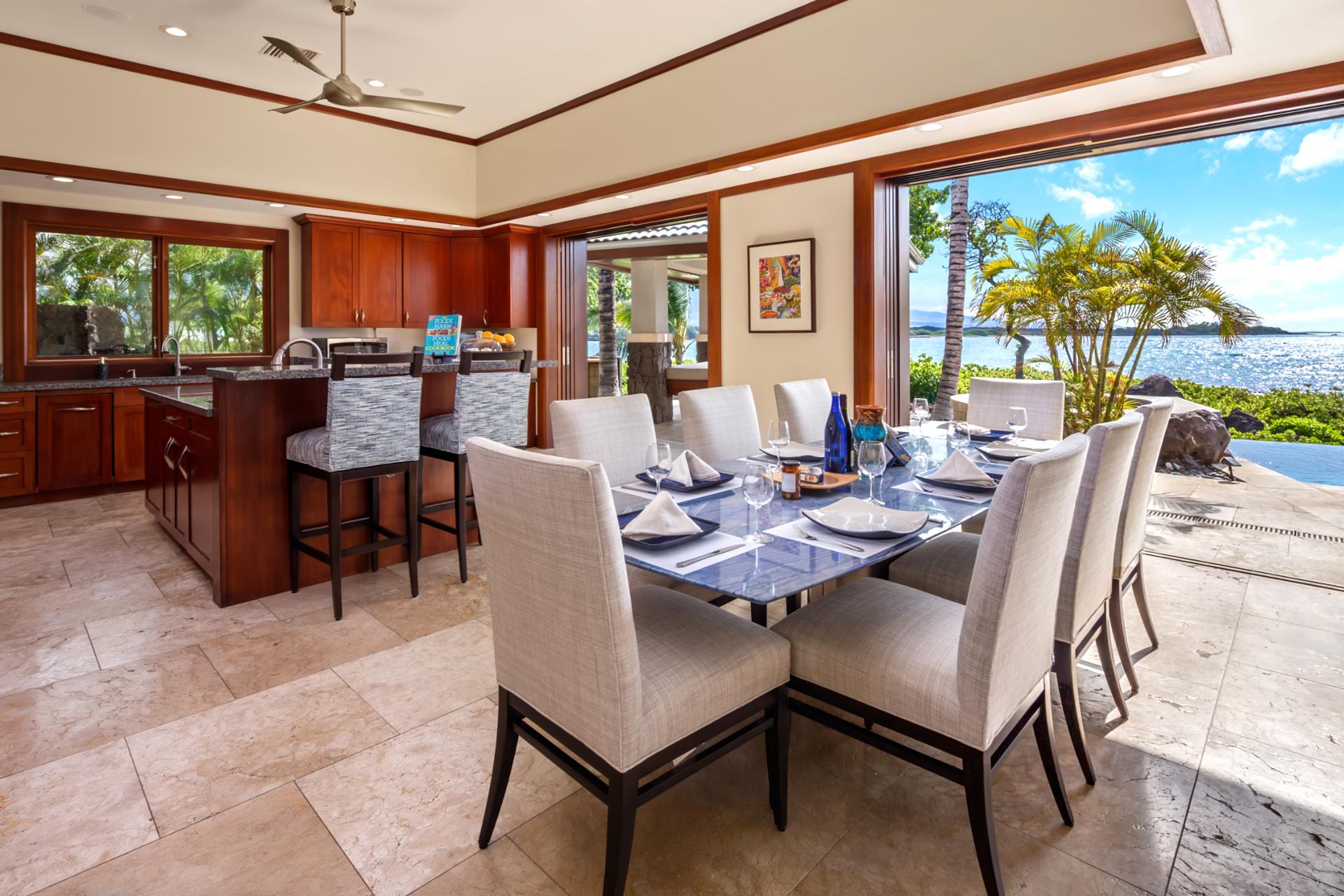 Enjoy full-service dining indoors with large windows that bring the tropics in.