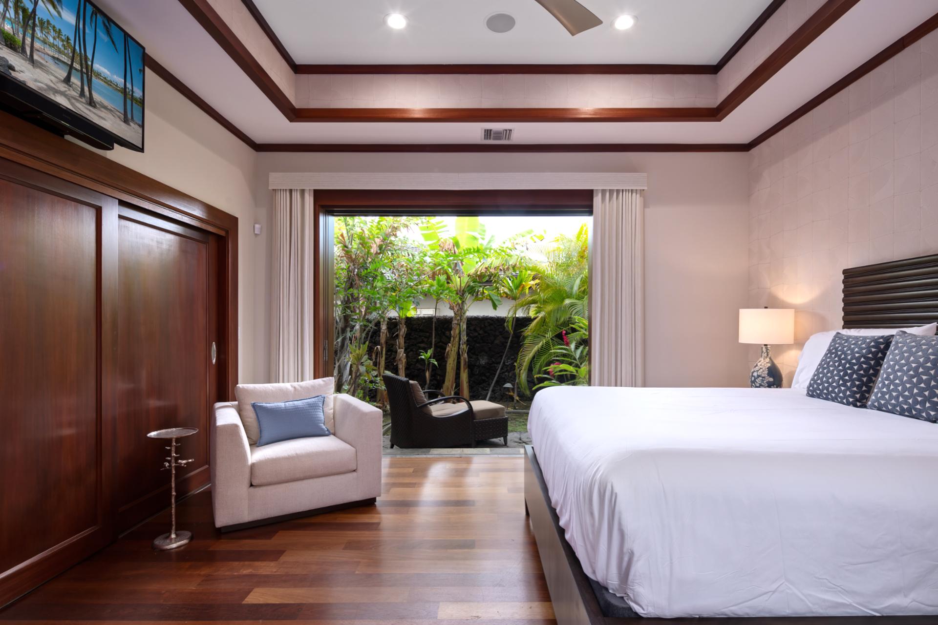 The Second King suite offers comfort and privacy with a plush bed and lounge seating.