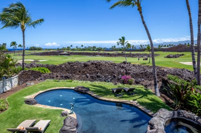 From the upstairs lanai, you can enjoy ocean and fairway views