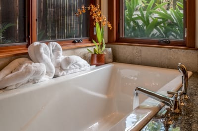 Relax and unwind after a day exploring in the spacious bathtub
