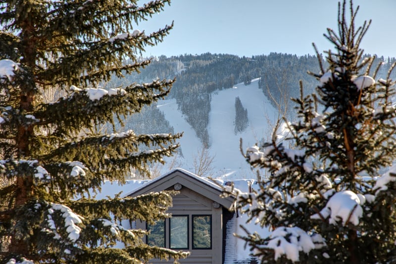 Primary bedroom has a private deck with beautiful mountain views