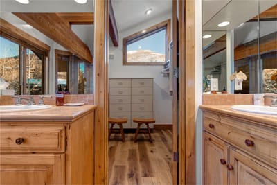 Large spacious bathroom with walk in shower and soaking tub