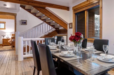 Gather together, with plenty of seating at the table, 6-8, and additional 4 kitchen bar stools