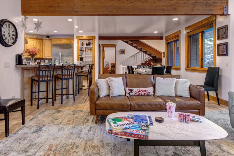 Plenty of space for all to spread out or gather together with this open space kitchen, dining and living room