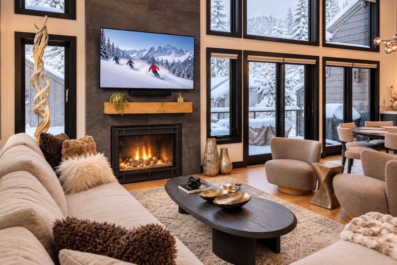A stunning mountain retreat blending modern luxury with rustic warmth.