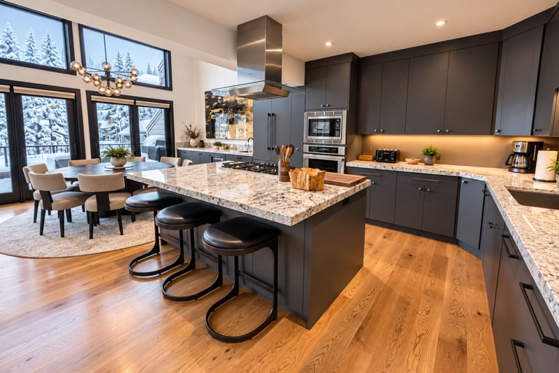 Modern kitchen with Thermidor oven and stove with all the necessary cooking utensils for the chefs of your group.
