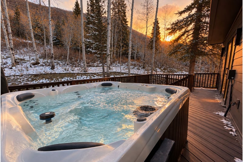 Catch the sunrise in the morning while soaking in the privacy of your own hot tub.