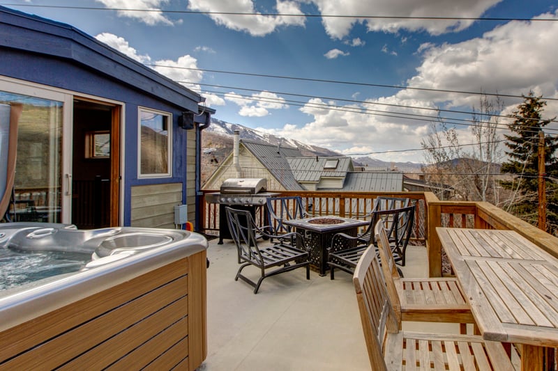 Grill, dine, and soak while surrounded by sky and trees on your balcony.